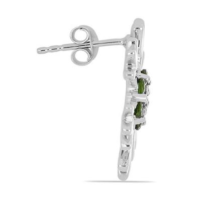 NATURAL CHROME DIOPSIDE GEMSTONE SNOWFLAKE EARRINGS IN 925 STERLING SILVER